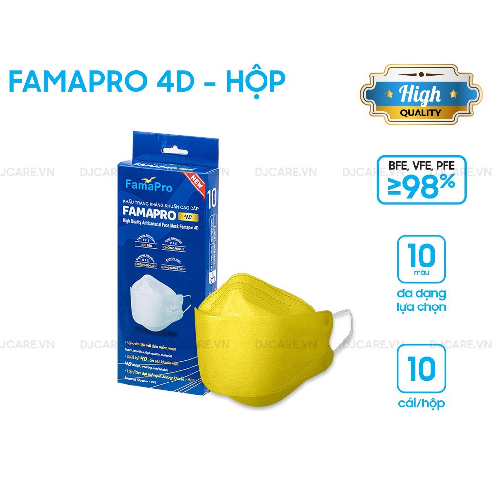 [4D MASK(KF94)- COMBO 3- HỘP 10 CÁI] Khẩu trang y tế cao cấp kháng khuẩn 3 lớp Famapro 4D