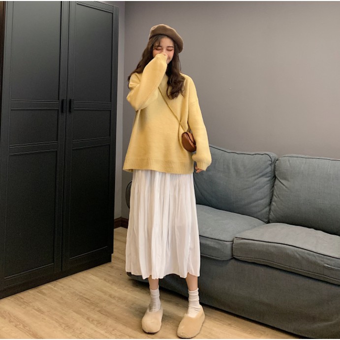 [Mã FADIRECT20 giảm 20K đơn 150K] Chân váy dài nhún 2 lớp Ulzzang phong cách Hàn Quốc Freesize | BigBuy360 - bigbuy360.vn