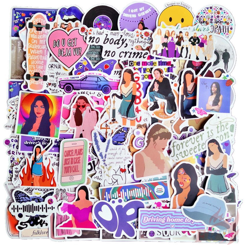Bộ 100 cái decal dán trang trí hành lý laptop ván trượt hình Album thịnh hành của ca sĩ POP - Taylor Swift và dân gian