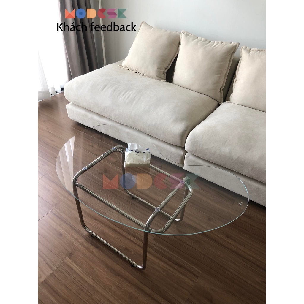 Bàn Sofa - trà hình Oval MODESK SS Sofa Oval Tabel khung inox 304 - kính cường lực [phòng khách - quán cafe]