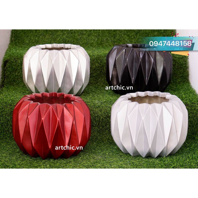 Bình hoa composite dáng bóng trám cao 22cm