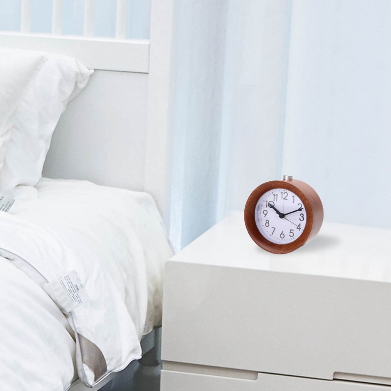 Đồng Hồ Báo Thức Để Bàn Hình Tròn Bằng Gỗ Thiết Kế Đơn Giản Sáng Tạo