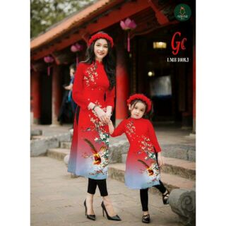 SET ÁO DÀI GẤM HOA MẸ VÀ BÉ