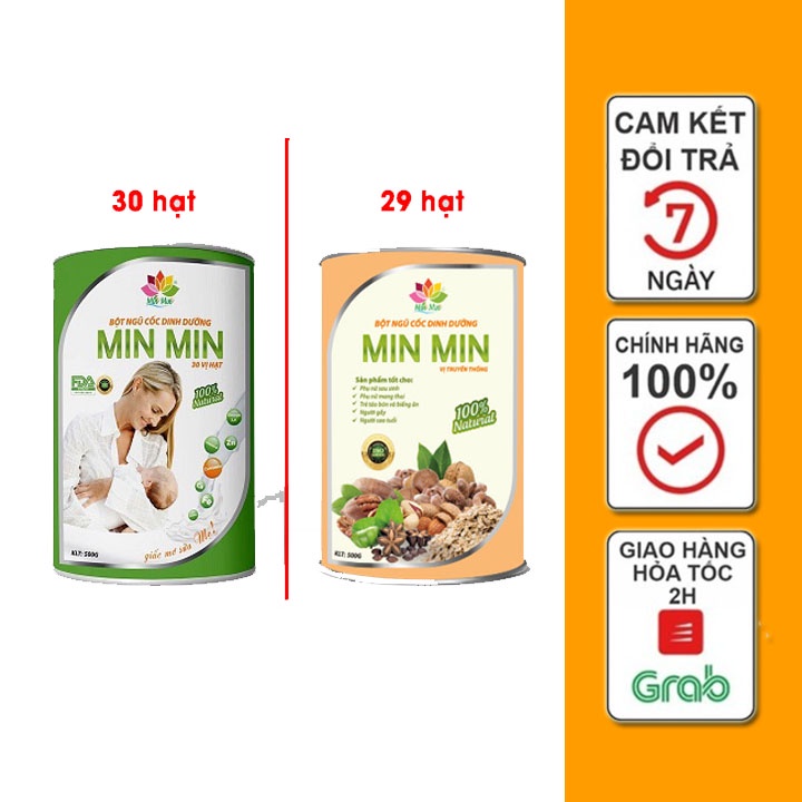 Ngũ Cốc Min Min 500Gr 30 Vị Hạt Kết Hợp Nano Curcumin Cung Cấp Dinh Dưỡng Cho Mẹ và Bé - Hộp 500g.