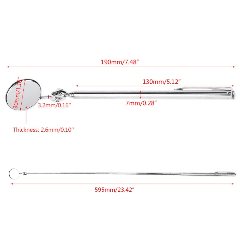 Gương kiểm tra sửa chữa góc nhìn xe hơi thu gọn mở rộng được lên đến 22&quot; 55cm thông dụng