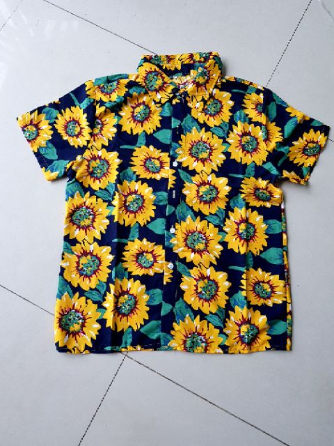 Áo sơ mi hoa hướng duơng. Vải kate thái mềm mịn