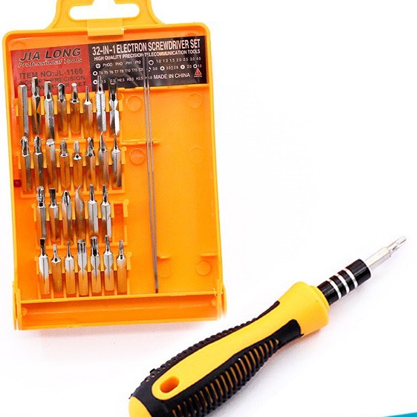 Bộ vít vuông 32 đầu kèm nhíp JL-1166/Bộ dụng cụ sữa chữa cầm tay 32 món đa năng