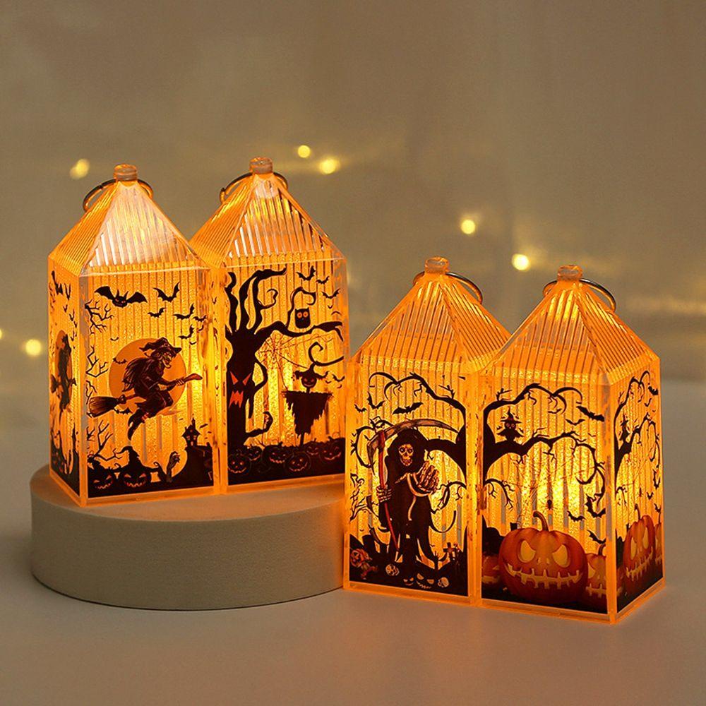 1 Đèn Lồng LED Trong Mờ Họa Tiết Bàn Tay Phù Thủy Bí Ngô Dùng Trang Trí Halloween
