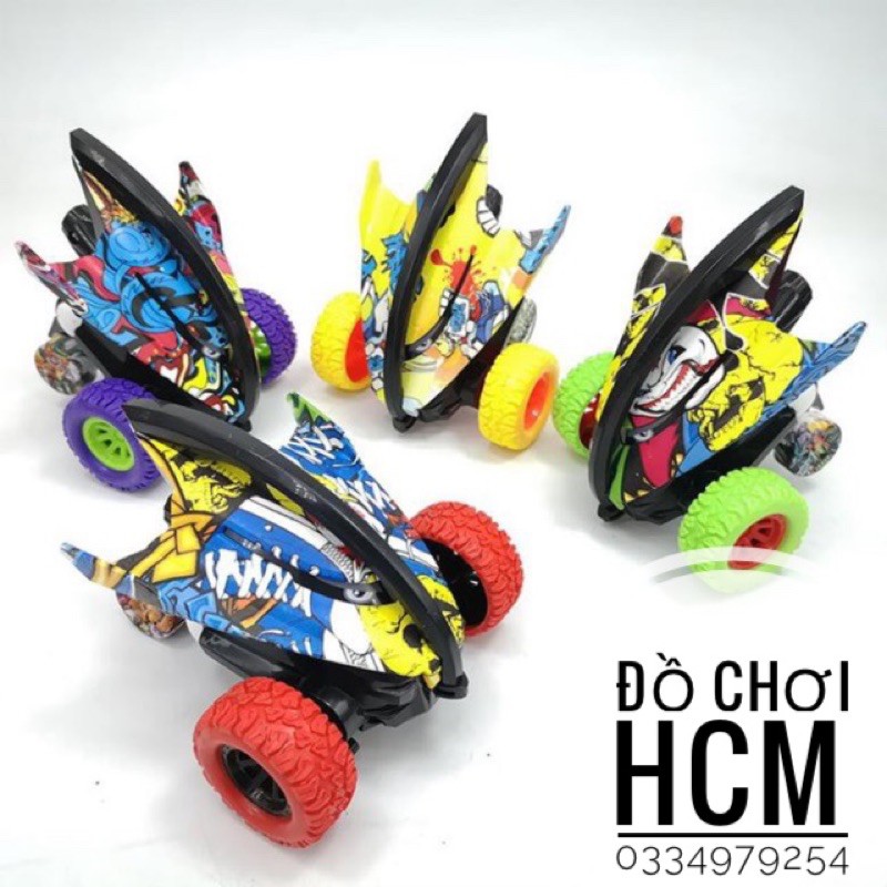 Đồ chơi xe địa hình cá mập giảm xóc, xoay 360 độ nhào lộn và chạy đà cực mạnh dành cho bé thích xe mô hình
