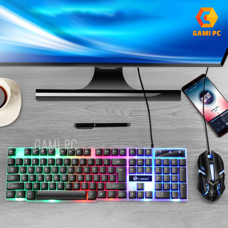 Bộ bàn phím LIMEIDE GTX300 giả cơ và chuột game màu đen Led 7 màu cầu vồng 1023KM | BigBuy360 - bigbuy360.vn