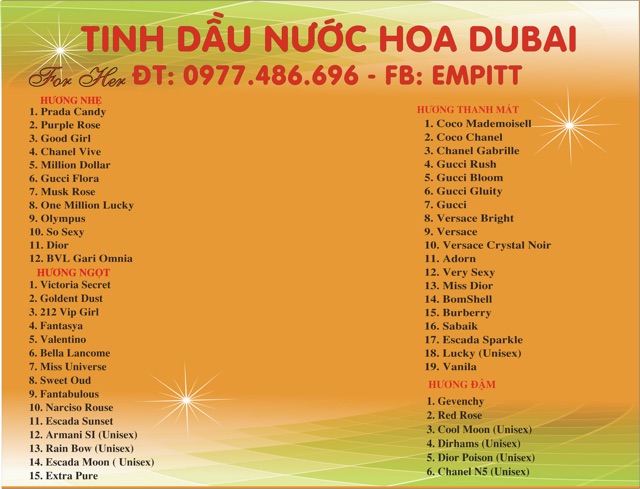 Tinh dầu nước hoa Dubai | Thế Giới Skin Care