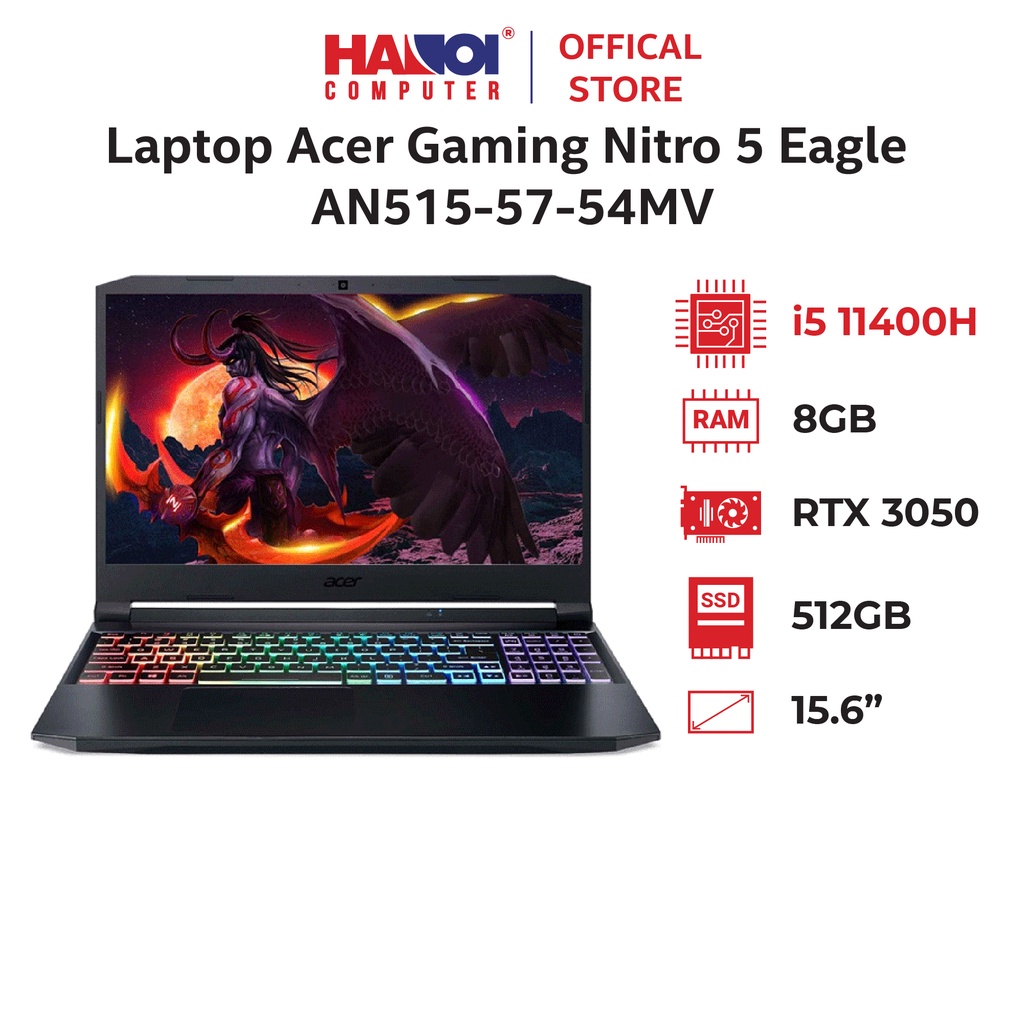 Laptop Acer Gaming Nitro 5 Eagle AN515-57-54MV (NH.QENSV.003) (i5 11400H/8GB Ram/512GB SSD/RTX3050 4G/15.6 inch)