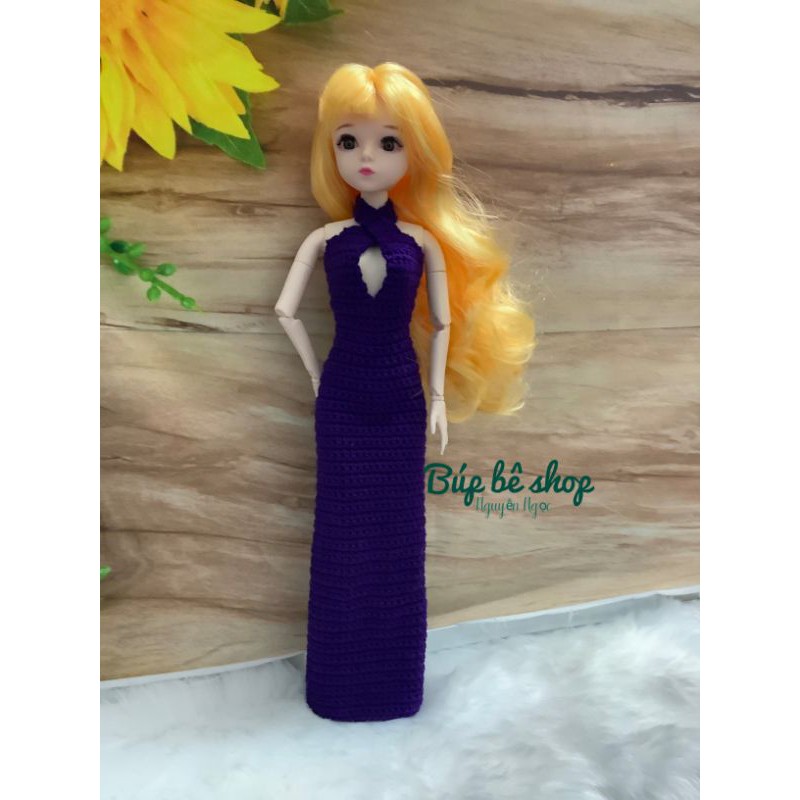 MAU3 - Váy len body dáng dài cho búp bê barbie, các loại búp bê cao 30cm