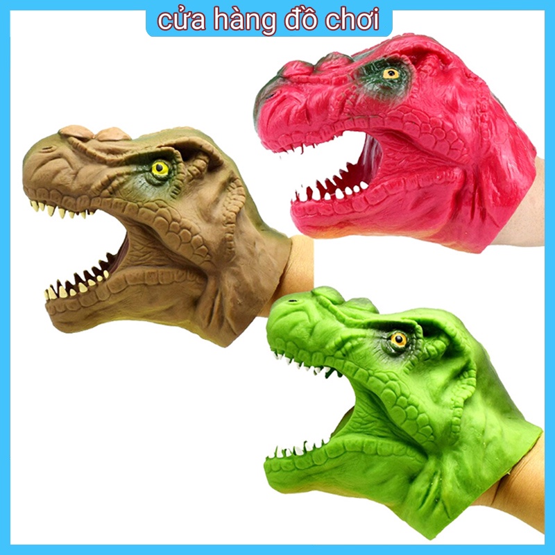 Con Rối Ngón Tay Hình Đầu Khủng Long Chất Liệu Vinyl Mềm Mại Cho Bé