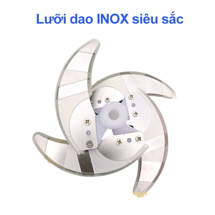 Máy Xay Thịt Cầm Tay Cối INOX 304 4 Lưỡi Dung Tích 2L, Công Suất 250W - Cối Xay Thực Phẩm Đa Năng