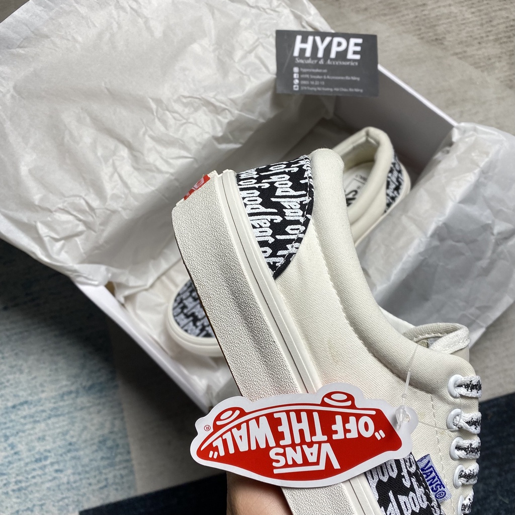 Giày sneaker nam nữ đi học: Vans Authentic Fear of God (Vans FOG trắng đen (Trắng/Đỏ) - HYPE Sneaker | Bản thường