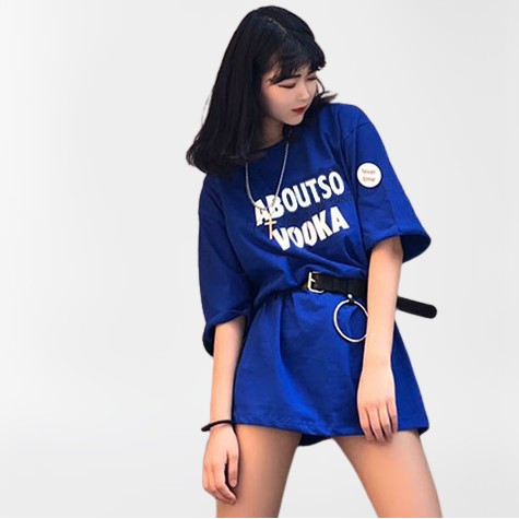 Áo phông nữ có size dáng rộng tay lỡ vanmiushop in hai mặt
