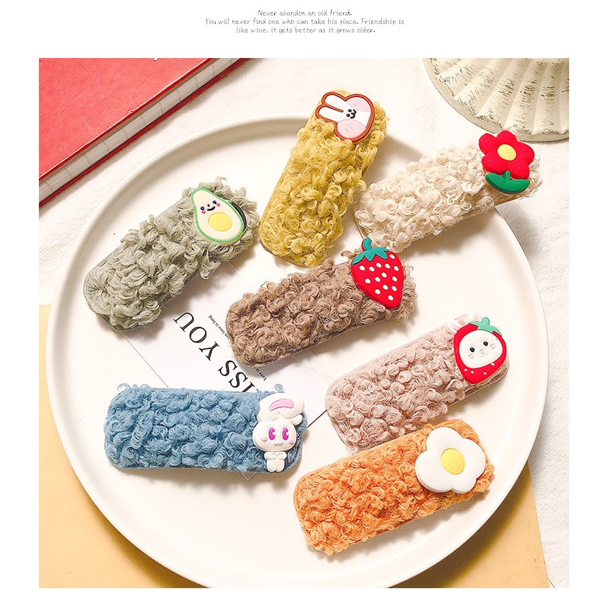 Kẹp tóc lông cừu màu sắc đơn giản phong cách Hàn Quốc cho nữ