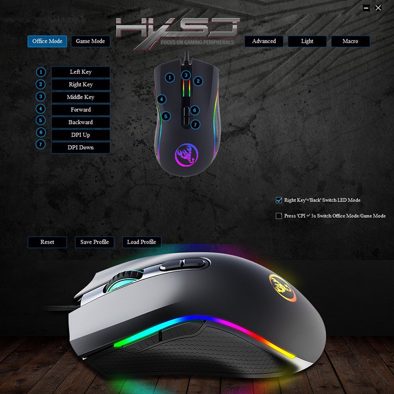 Chuột LED RGB 7200 DPI Gaming Mouse HXSJ A869