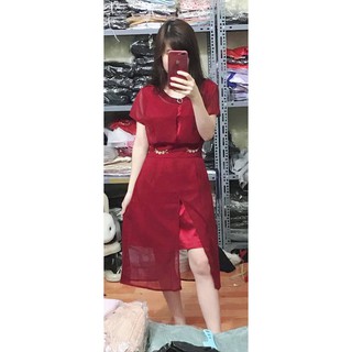 Đầm phối chiffon lót lụa cao cấp