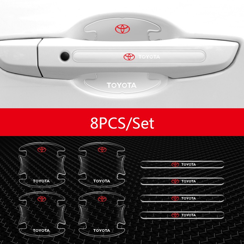 TOYOTA Set 4 / 8 Miếng Dán Trong Suốt Bảo Vệ Tay Nắm Cửa Xe Hơi Vios Rush Corolla Wish Avanza