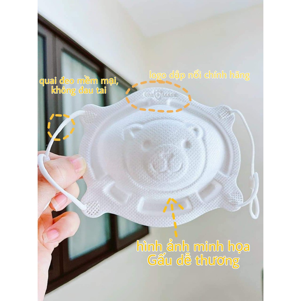Khẩu trang gấu Uni cho bé 0-3 tuổi ( Set 1 gói 3 chiếc) - Ami official