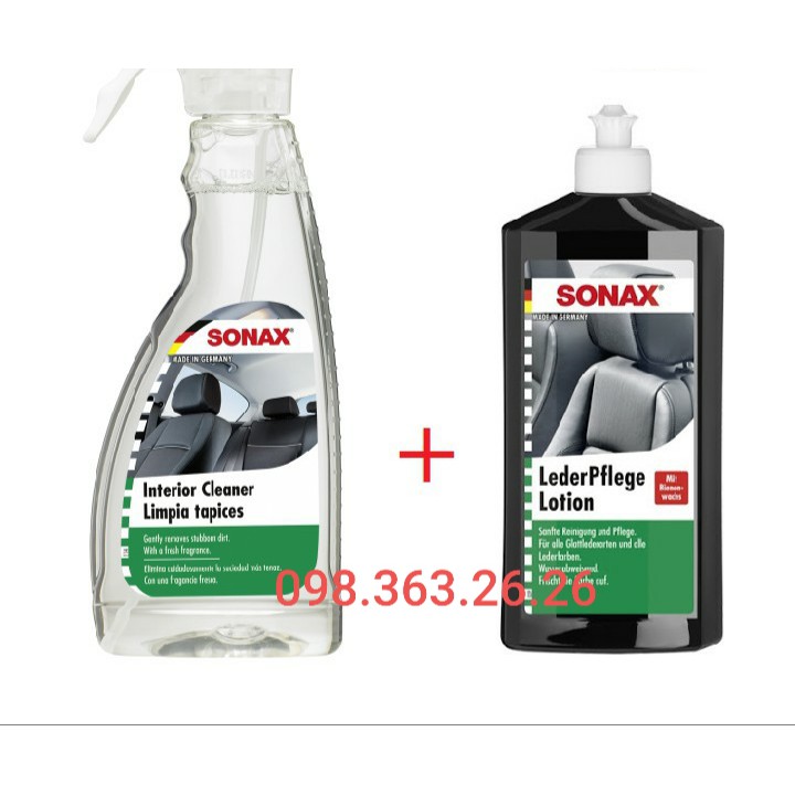Combo Dung dịch vệ sinh nội thất xe Sonax(500ml) và Kem bảo dưỡng ghế da Sonax (250ml)