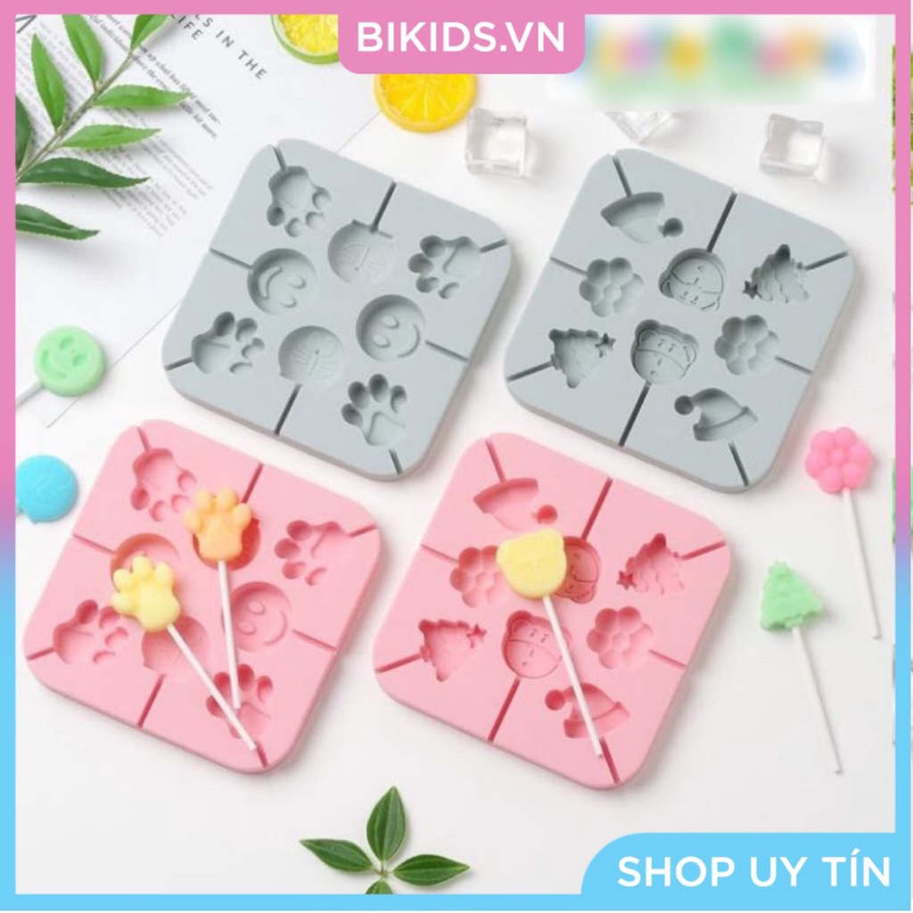 Khuôn kẹo mút giáng sinh gấu hoa - Cao cấp