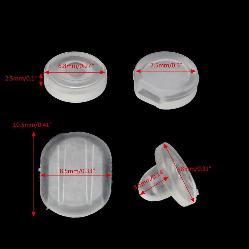 Bộ 100 đệm silicon gắn kẹp bông tai 4 kích thước giúp tạo sự thoải mái khi đeo