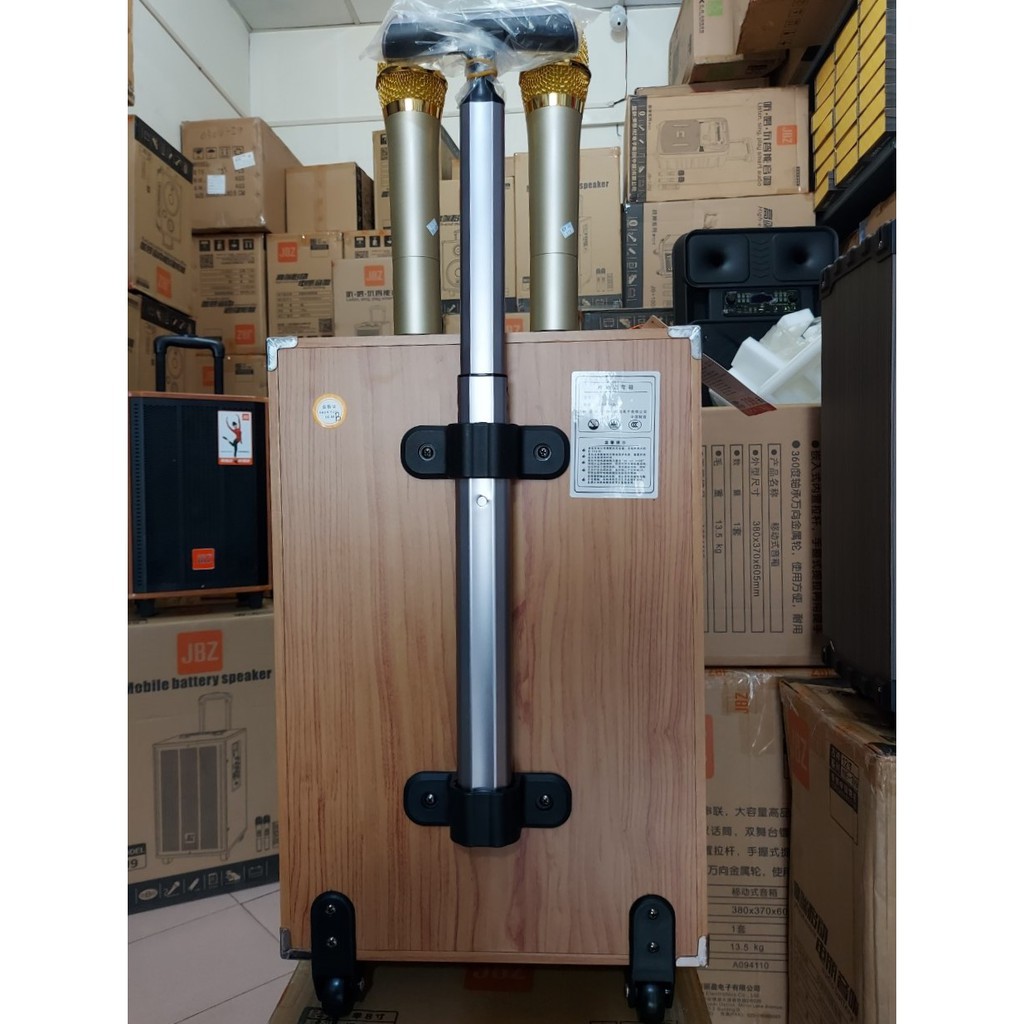 Loa kéo karaoke di động JBZ 0803 bass 2 tấc  kèm 2 micro nhôm UHF không dây