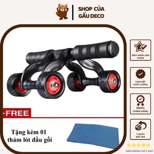 Dụng Cụ Tập Thể Dục [FREESHIP] , Con lăn tập cơ bụng 4 bánh + Tặng kèm thảm gối
