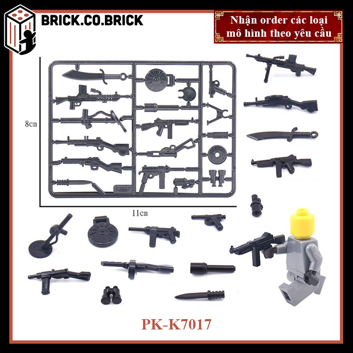 Phụ kiện MOC Army- Vũ Khí Vỉ Súng - Đồ chơi lắp ráp minifig và non-lego mô hình sáng tạo trang trí quân đội - PK-K7017