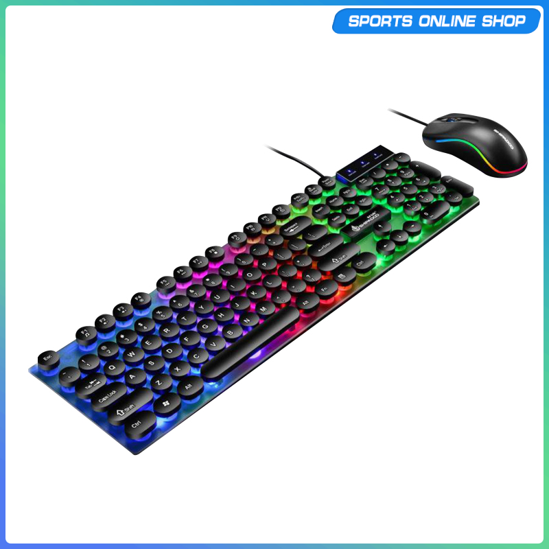 Set Bàn Phím Và Chuột Có Dây 104 Phím Có Đèn Led Nhiều Màu