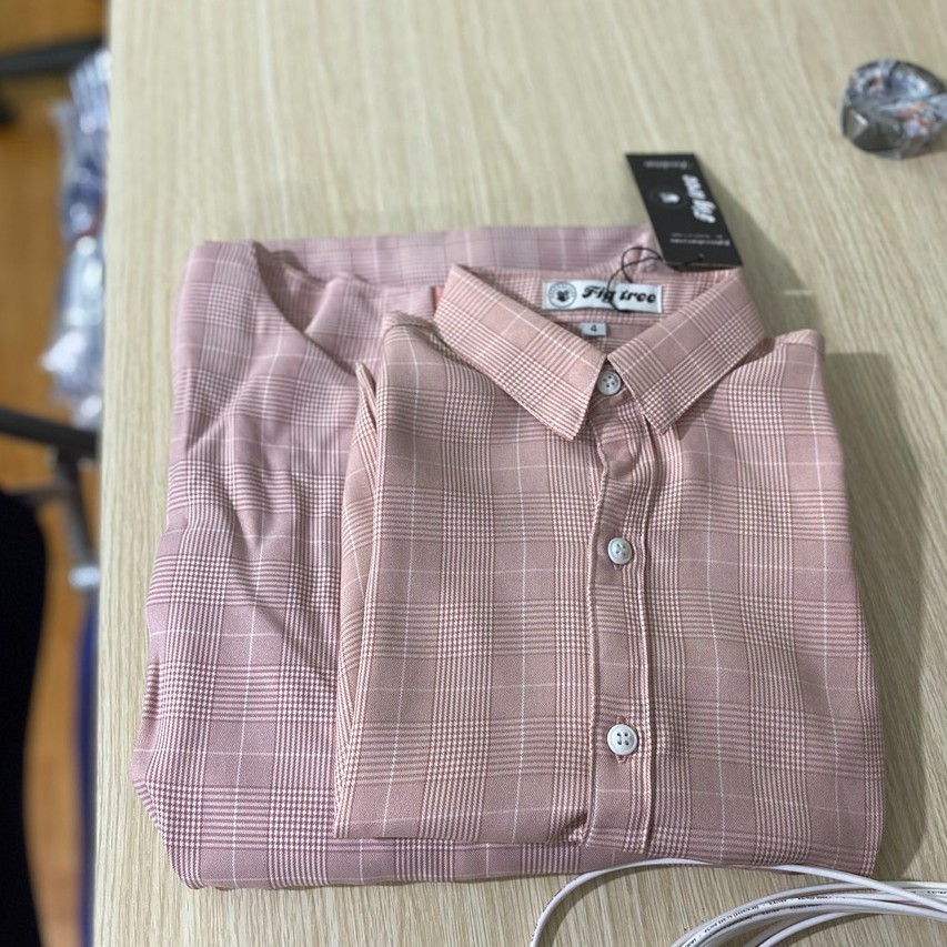 Set Sơ Mi Váy Gia Đình FIGTREE Caro Hồng Mã 158B Siêu Xinh