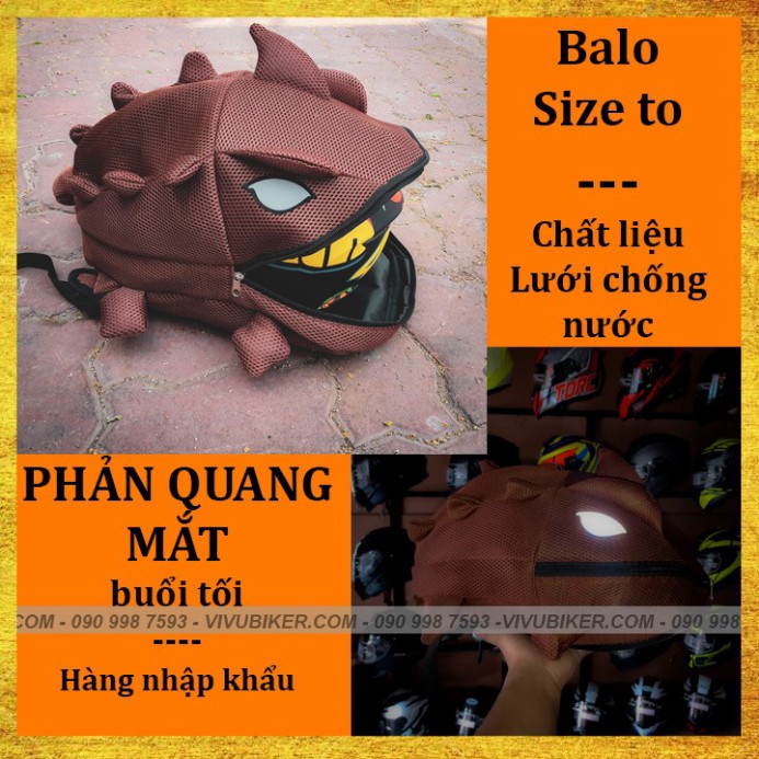 HOT-  [GIÁ KHO] Balo rồng size lớn đựng mũ bảo hiểm fullface - Balo khủng long lưới phản quang size lớn cất nón bảo hiểm