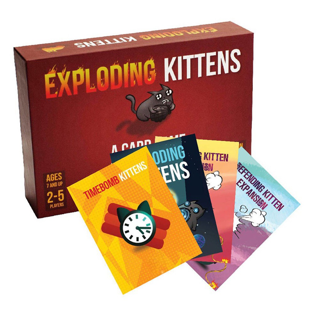 Combo Bài Mèo Nổ Exploding Kittens + 4 Bản Mèo Mở Rộng + Bọc Bài