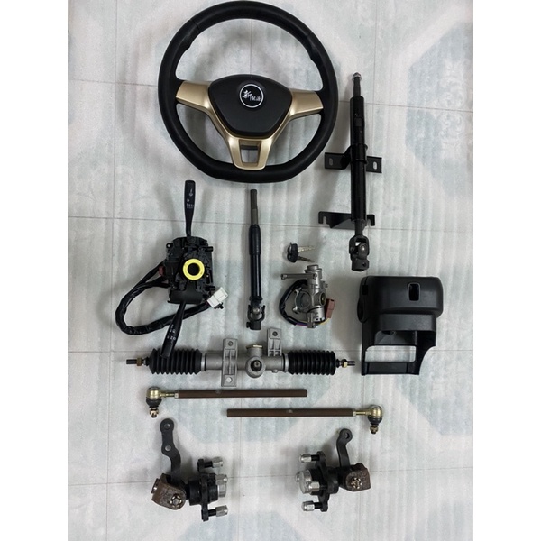 Bộ lái vô lăng xe 4 bánh đầy đủ,mai ơ tim ốc đo vuông 7cm,chéo 10cm,dùng chế xe 4 bánh lái vô lăng