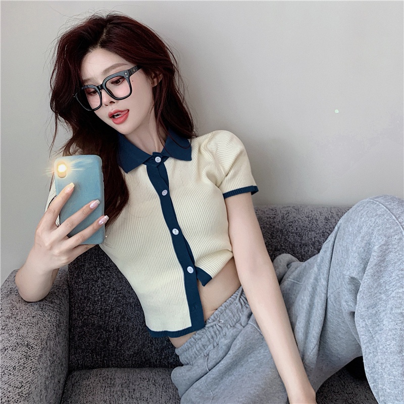 Áo thun tay ngắn cổ polo vải lụa lạnh phong cách trẻ trung dành cho nữ