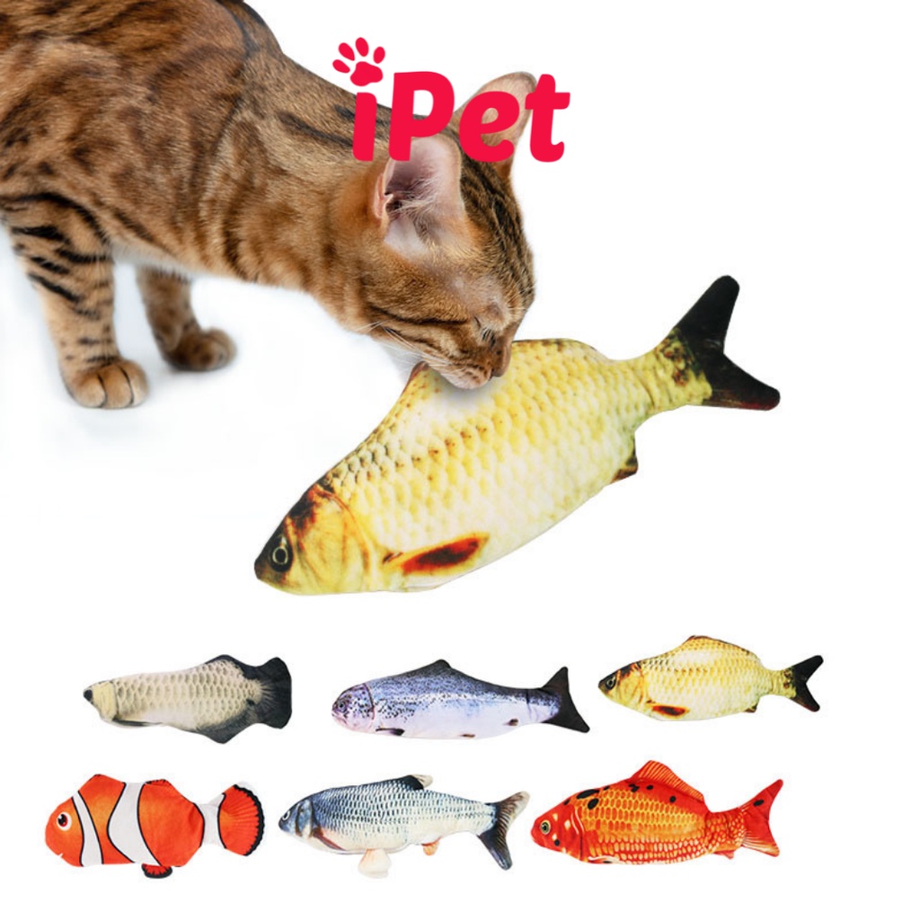 Đồ Chơi Cá Catnip Nhồi Bông 3D Cho Thú Cưng Chó Mèo Siêu To 40cm - iPet Shop