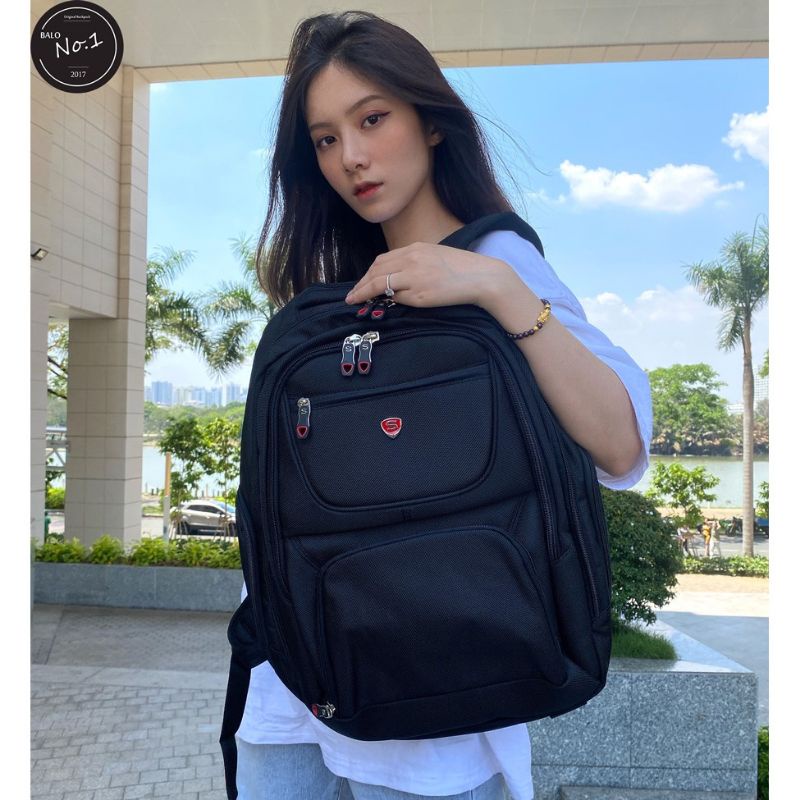 "Sale Sốc" Balo latop 15 inch Sakos, Balo du lịch SAKOS ATOM i15 xanh than và đen