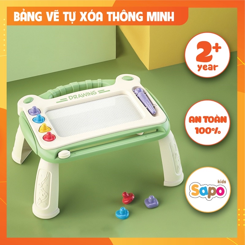 Bảng vẽ cho bé,bảng viết từ tính thông minh nhỏ gọn đáng yêu có con dấu và bút sapo kids