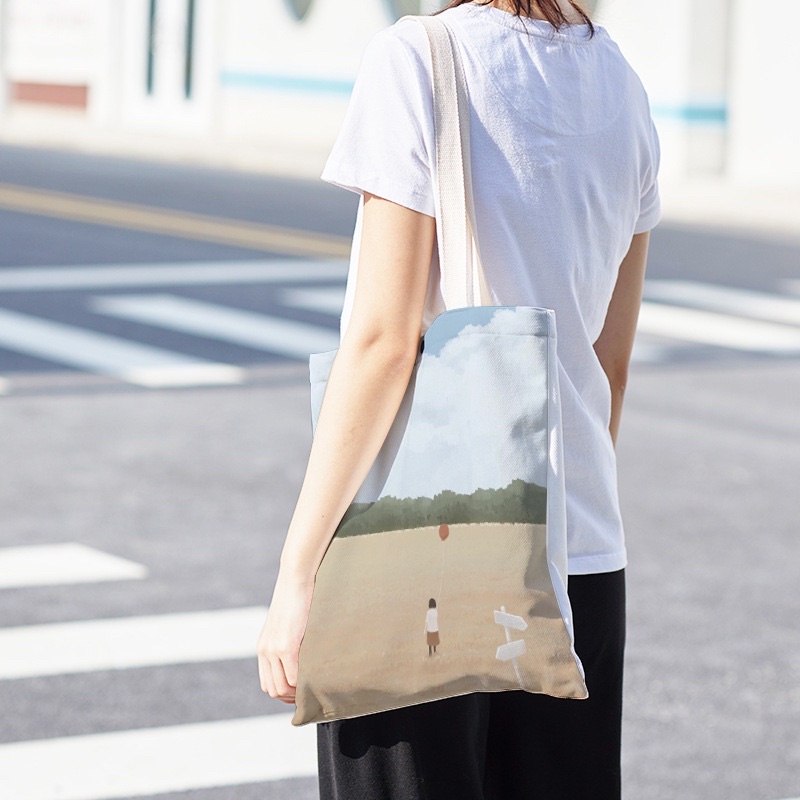 Túi tote túi vải canvas phong cách Nhật Bản tiện dụng - Akai