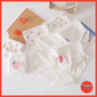 Combo 4 quần lót cotton hình dâu trái tim love