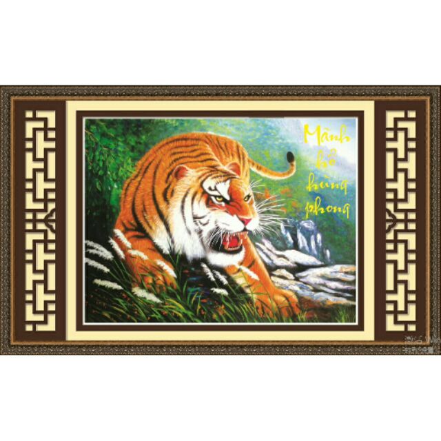 Tranh thêu chữ thập MẢNH HỔ HÙNG PHONG (53593)69×51cm chưa thêu.
