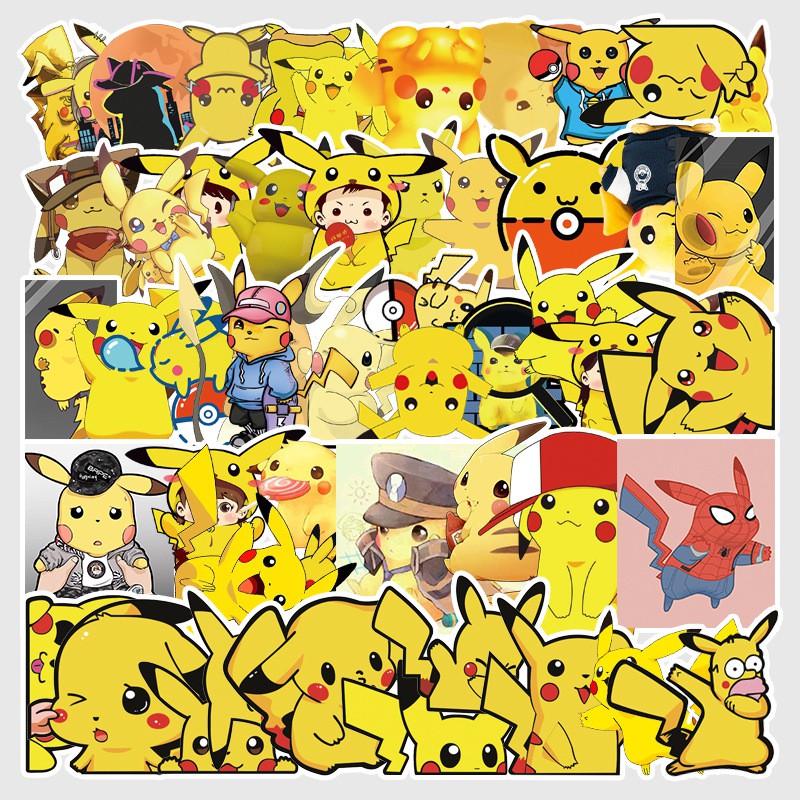 Bộ 50 Miếng Dán Trang Trí Hình Pikachu Đáng Yêu