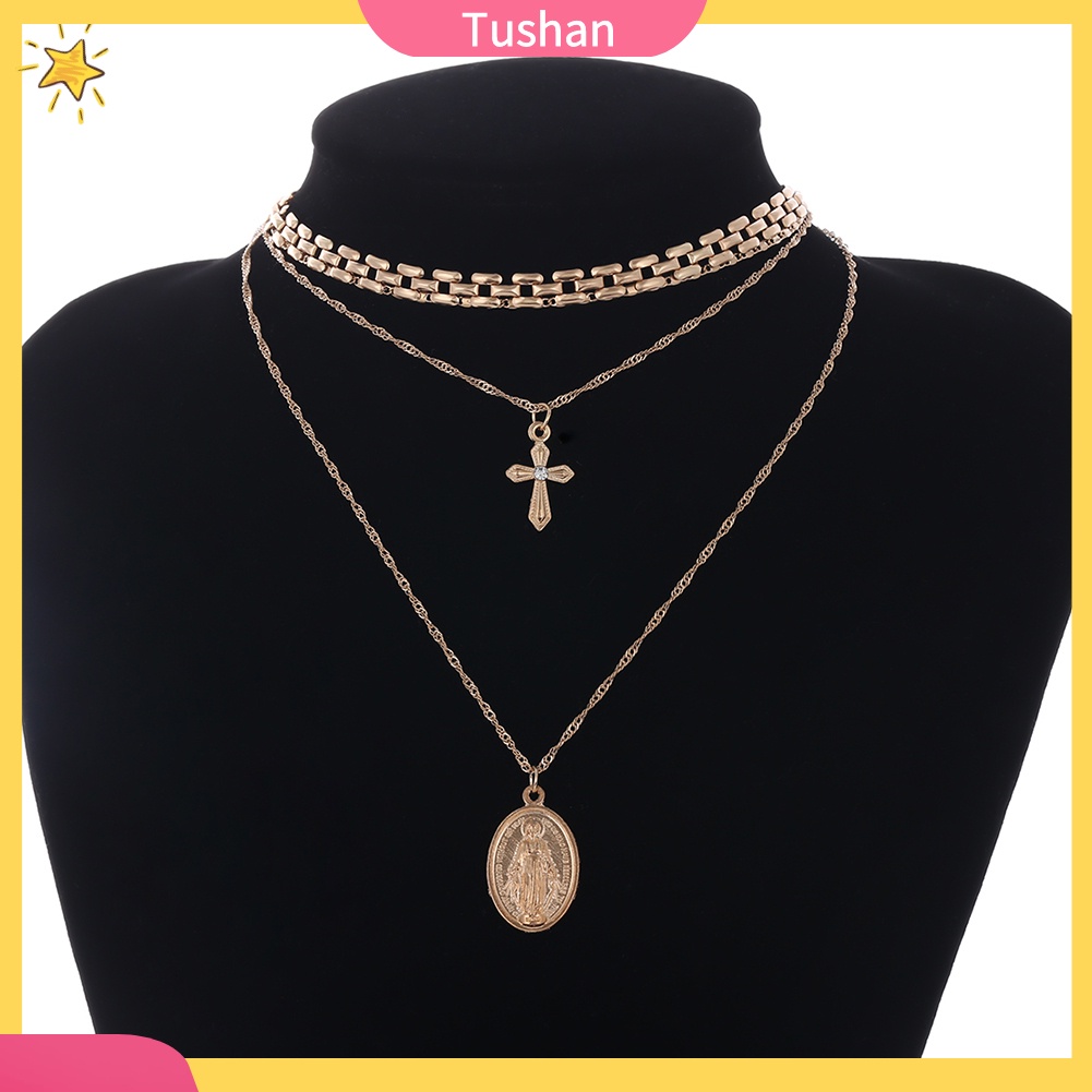 Vòng cổ choker nhiều lớp hình thánh giá tush _