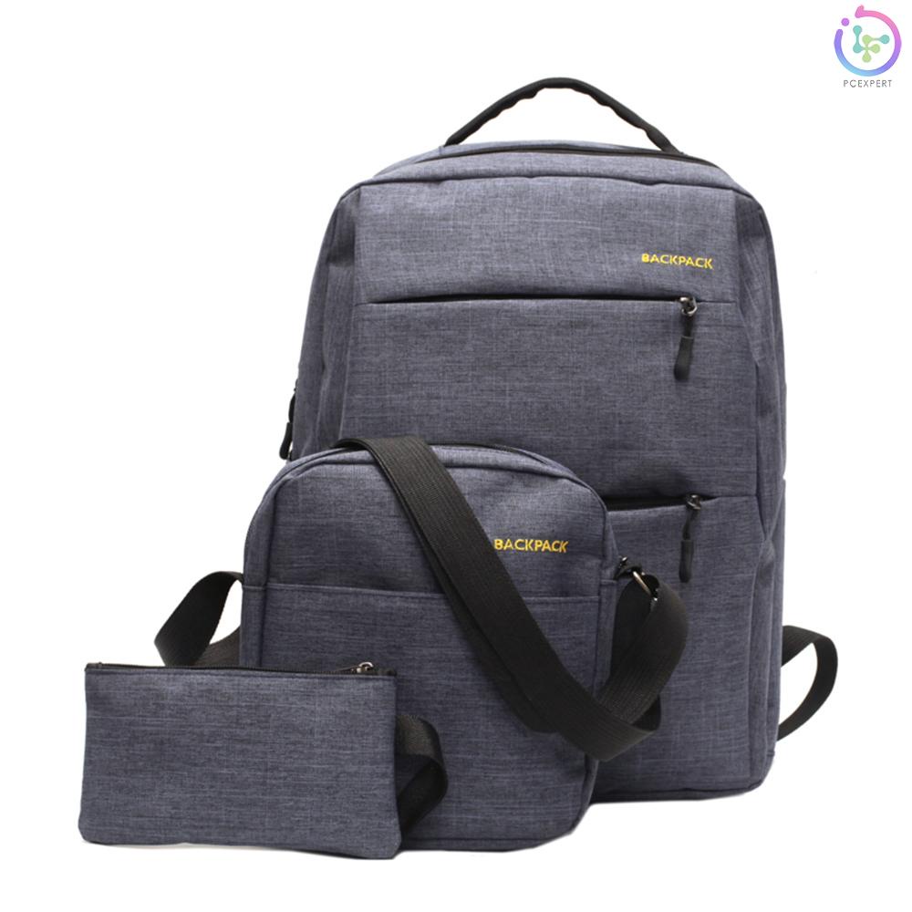 Ba lô đựng laptop sức chứa lớn bằng vải oxford có cổng USB ngoài màu xanh navy thời trang