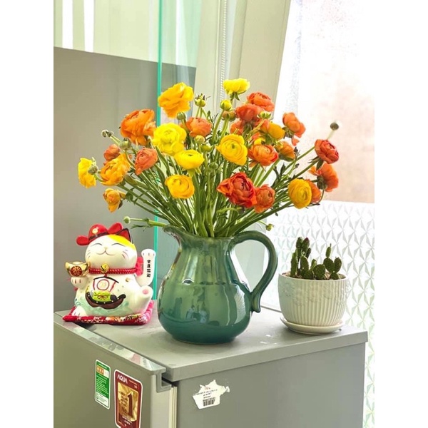 Bình hoa men hoả biến xanh đồng Bát Tràng