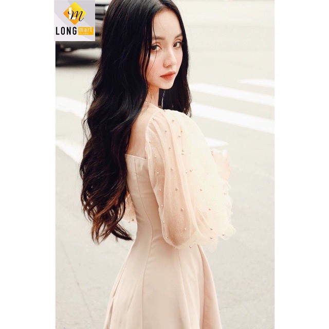 [Mẫu Mới] Đầm Tay Phồng Lưới Chấm Bi Cài Cổ Cao Cấp | BigBuy360 - bigbuy360.vn