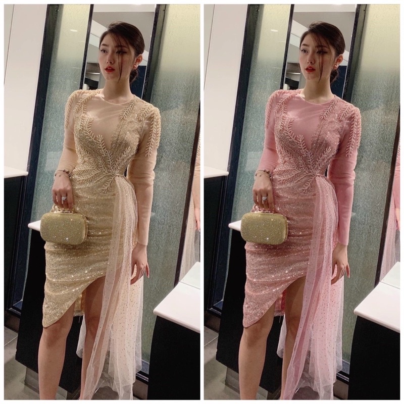 MS1240V ĐẦM KIM TUYẾN PHỐI BÈO KẾT CƯỜM full size S/M/L/XL